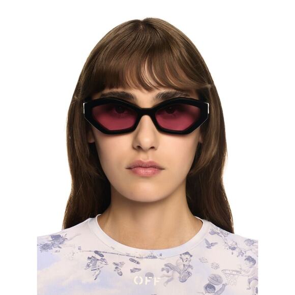 Off-White Hilo Cat-Eye Sunglasses Black‎ Pink Lens Acetate Made in Italy NEW main image 16